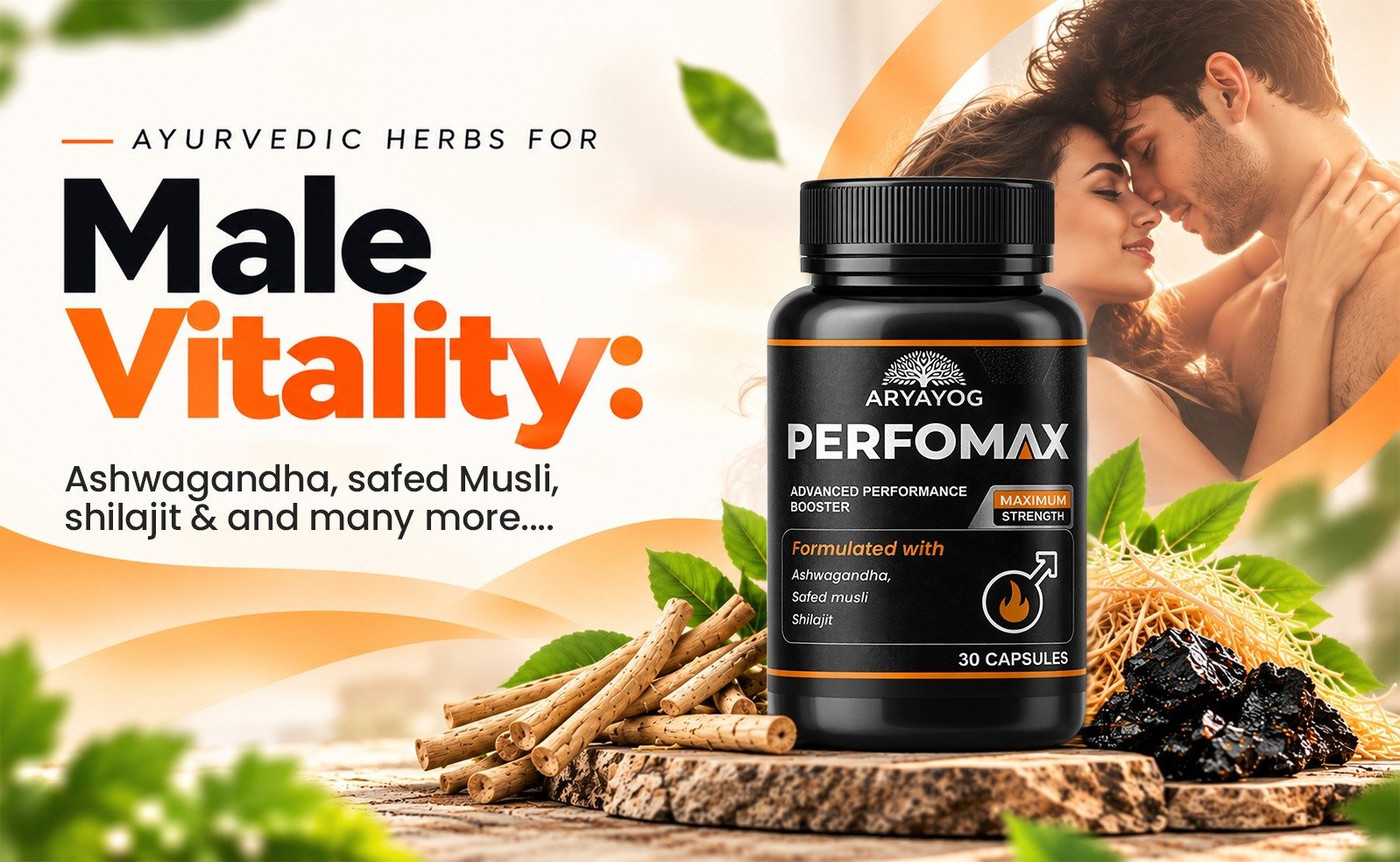 Ayurvedic Male Vitality Herbs: Ashwagandha,Safed Musli &More